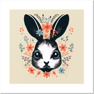 Rabbit in flowers Posters and Art